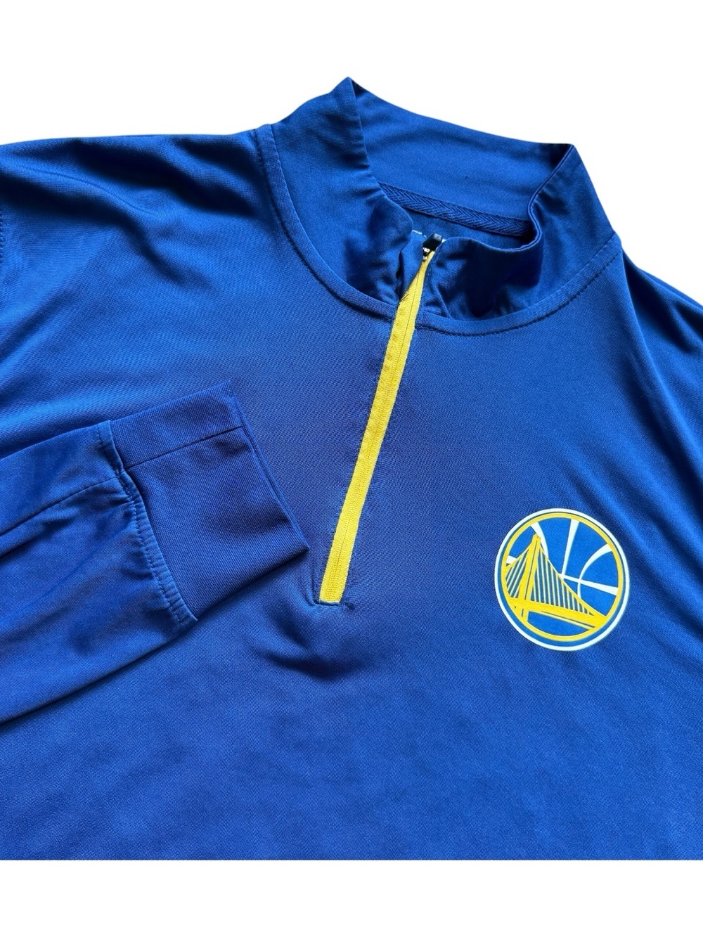 Golden State Warriors NBA Quarter Zip Pullover Blue Athletic Jacket L Game Day